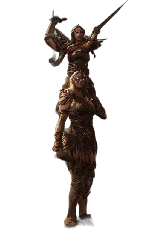 staff, creature, dress, crown transparent PNG cut-out