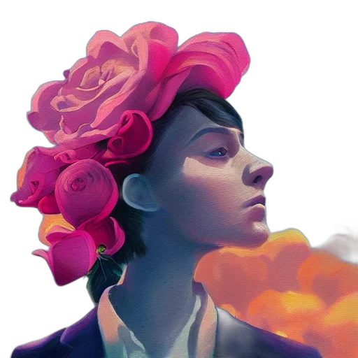 crown, face, flower, hat transparent PNG cut-out