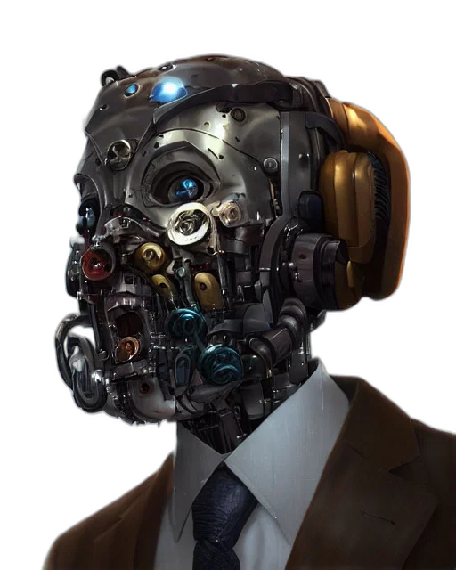 robot, mask, face, cyberpunk transparent PNG cut-out