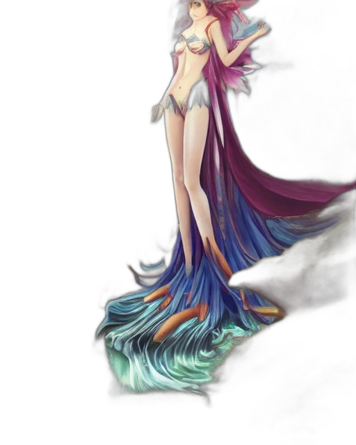 dress, staff, creature, fantasy art transparent PNG cut-out