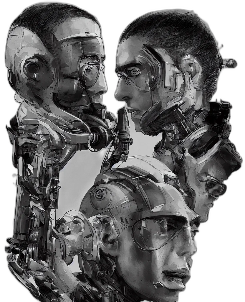 robot, mask, face, cyberpunk transparent PNG cut-out