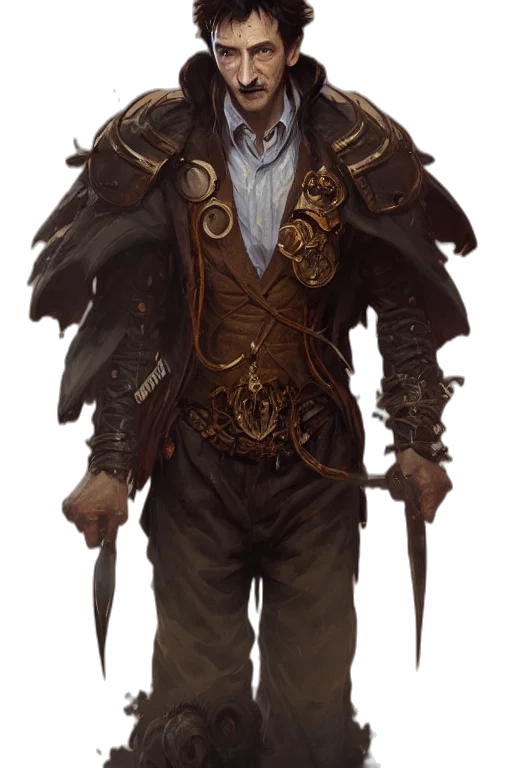 jacket, staff, sword, concept art transparent PNG cut-out