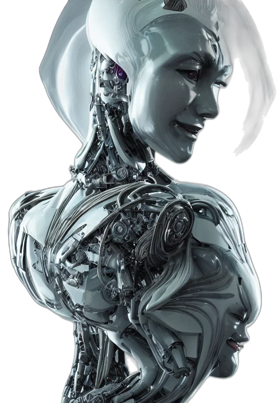 robot, cyberpunk, concept art, 3d render transparent PNG cut-out