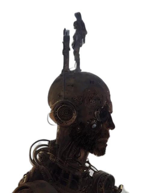 robot, crown, staff, mask transparent PNG cut-out
