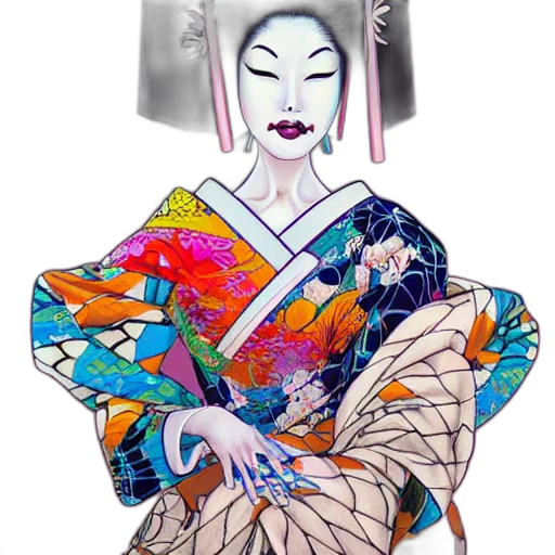 dress, mask, fantasy art, vaporwave transparent PNG cut-out