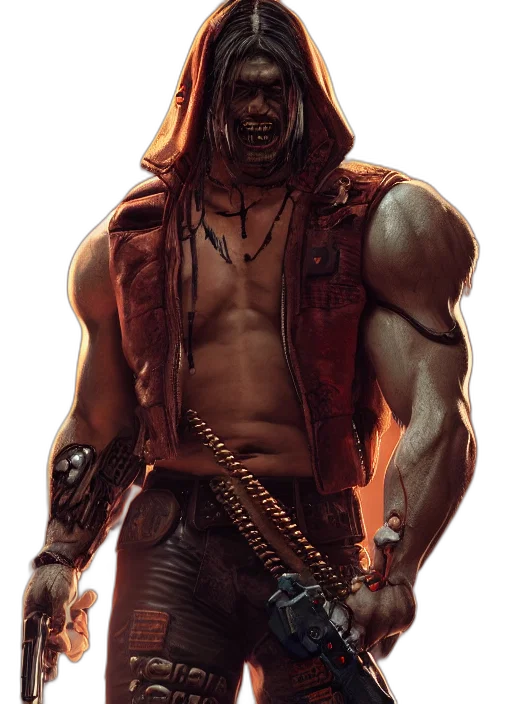 weapon, face, concept art, cyberpunk transparent PNG cut-out