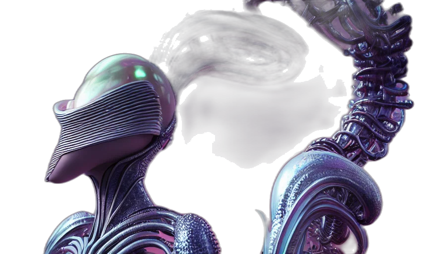 hair, robot, 3d render, concept art transparent PNG cut-out