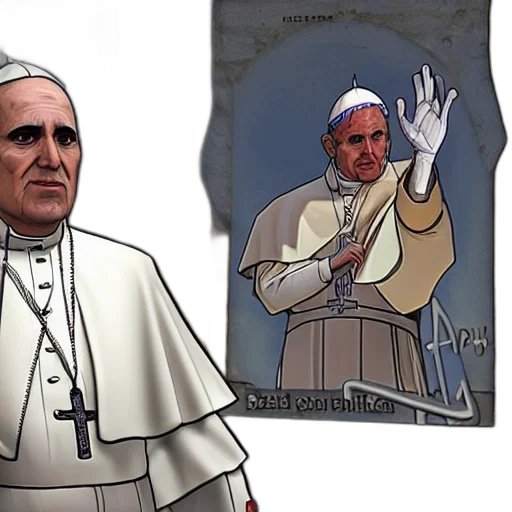concept art, comic book art, cartoon, pope transparent PNG cut-out