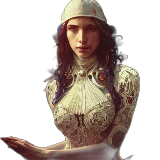 dress, jewelry, hat, face transparent PNG cut-out