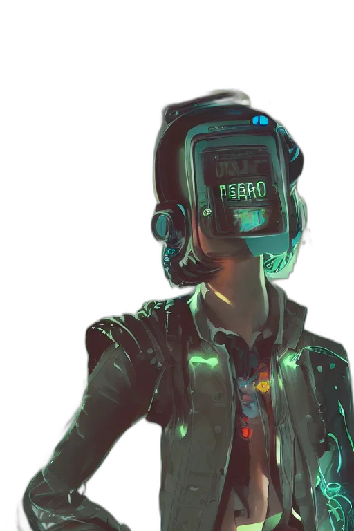 robot, jacket, mask, staff transparent PNG cut-out