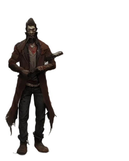jacket, staff, weapon, concept art transparent PNG cut-out