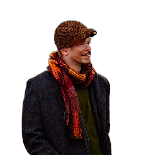 hat, jacket, staff, face transparent PNG cut-out