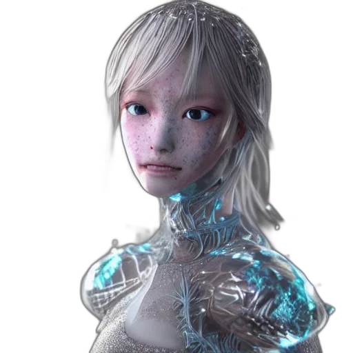 robot, face, 3d render, cyberpunk transparent PNG cut-out
