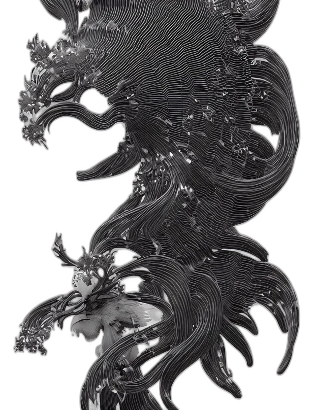 dragon, hair, creature, mask transparent PNG cut-out