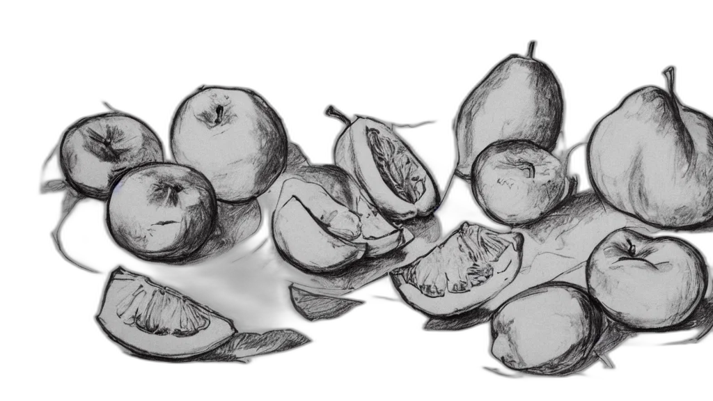 food, crown, pencil sketch, photorealistic transparent PNG cut-out
