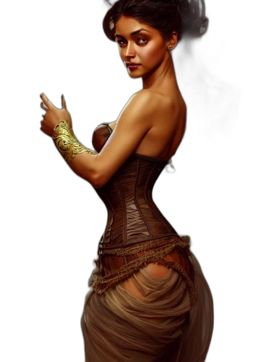 dress, staff, face, fantasy art transparent PNG cut-out