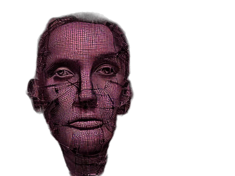 face, mask, robot, 3d render transparent PNG cut-out