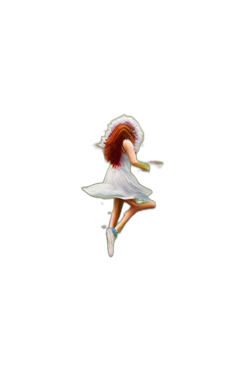 dress, staff, creature, hair transparent PNG cut-out