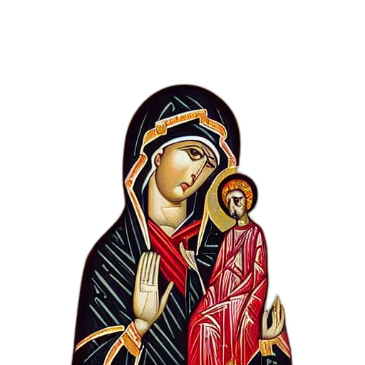 red, silver, icon, theotokos transparent PNG cut-out