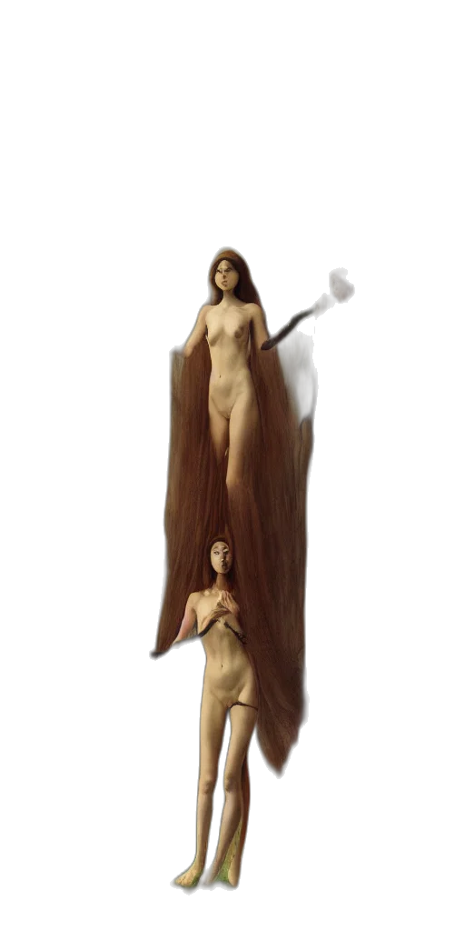 dress, staff, sword, hair transparent PNG cut-out