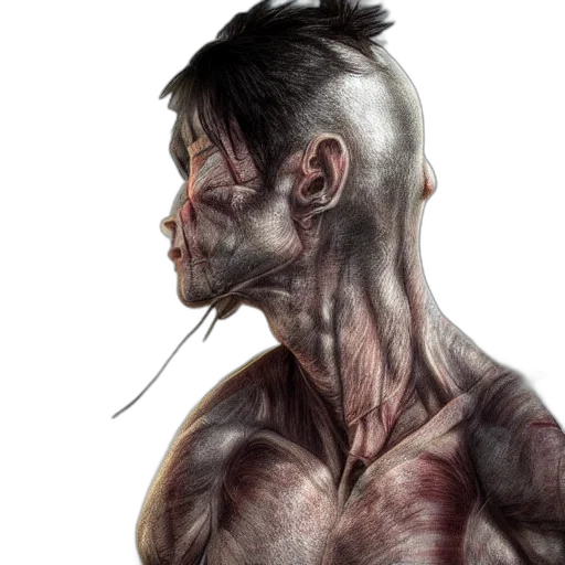 face, concept art, photorealistic, cyberpunk transparent PNG cut-out