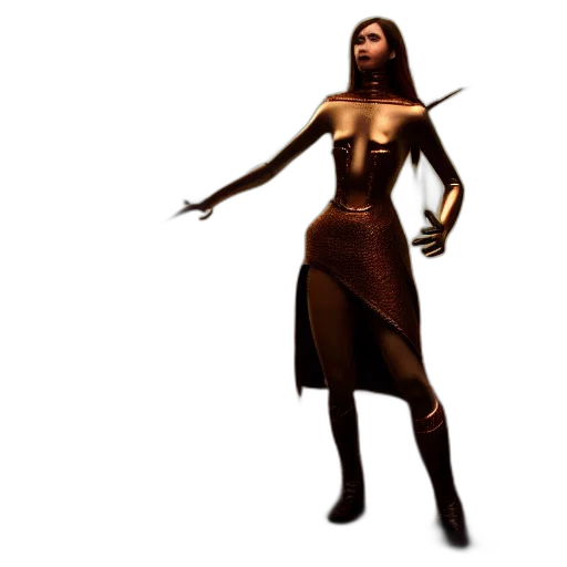 dress, robot, staff, creature transparent PNG cut-out