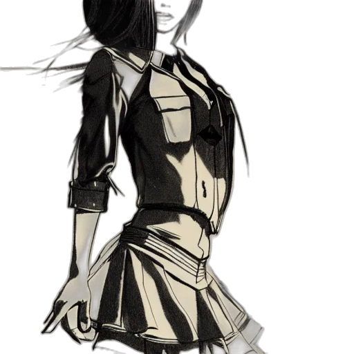 dress, jacket, hair, concept art transparent PNG cut-out
