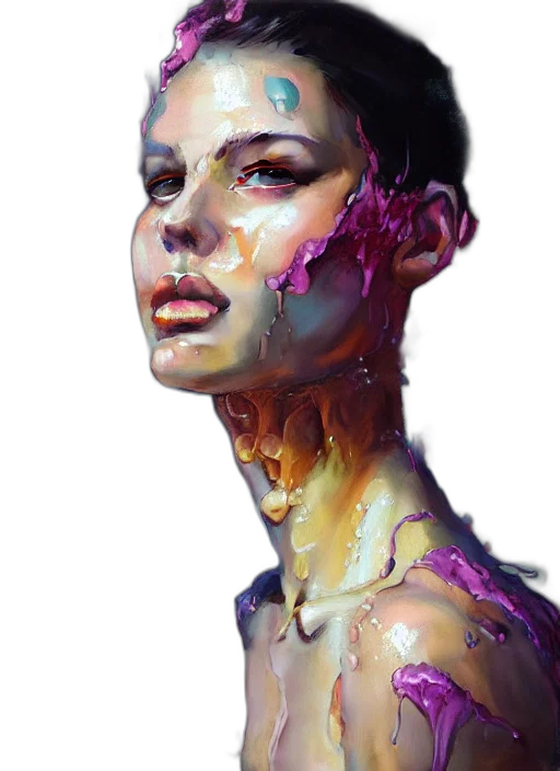 face, cyberpunk, photorealistic, oil painting transparent PNG cut-out