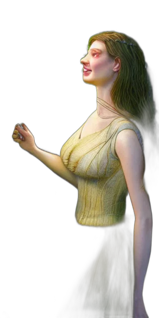 dress, jewelry, face, staff transparent PNG cut-out