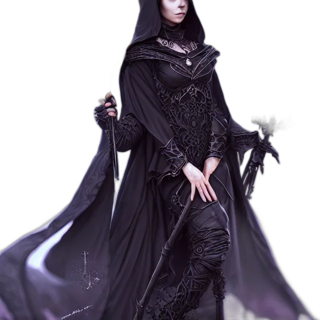 dress, creature, mask, staff transparent PNG cut-out