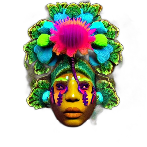 mask, crown, flower, face transparent PNG cut-out
