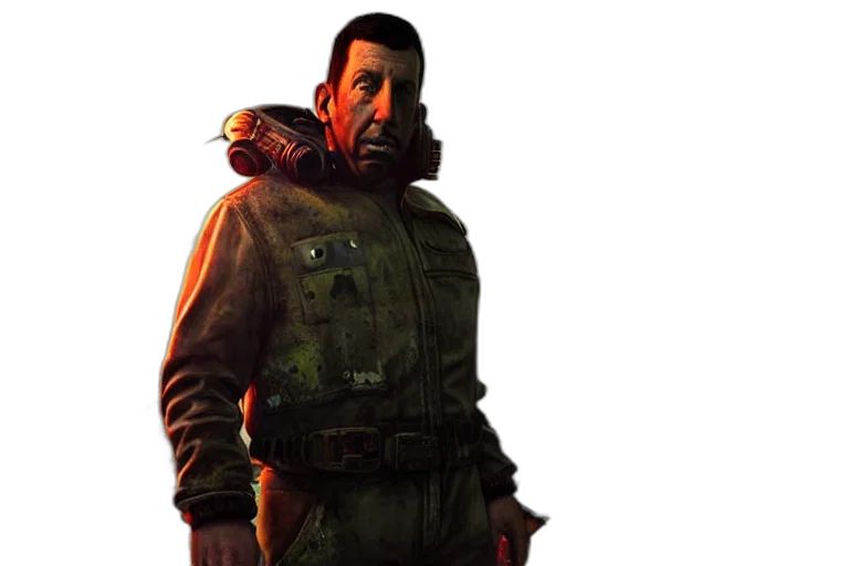 jacket, staff, face, weapon transparent PNG cut-out