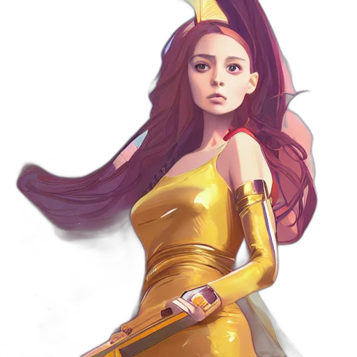 dress, weapon, staff, crown transparent PNG cut-out