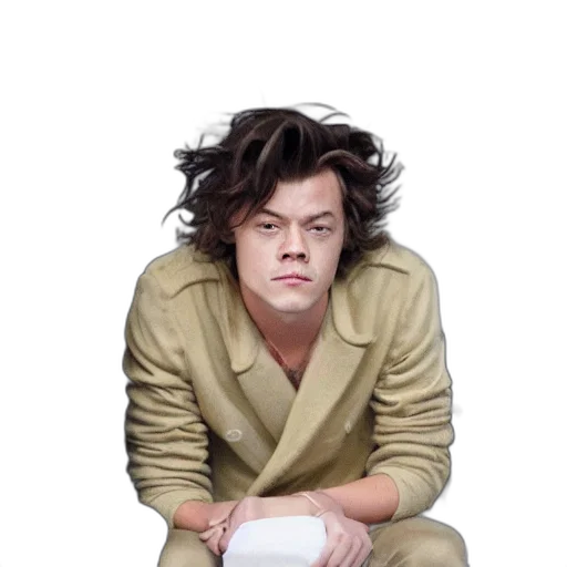 hair, jacket, creature, staff transparent PNG cut-out