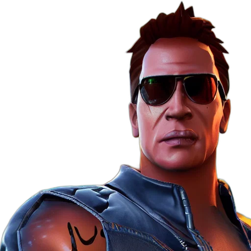 jacket, face, weapon, 3d render transparent PNG cut-out