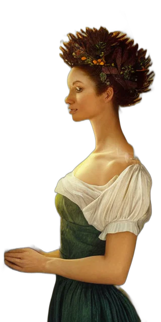 dress, face, staff, jewelry transparent PNG cut-out