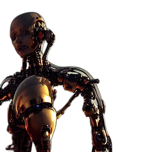 robot, 3d render, concept art, cyberpunk transparent PNG cut-out