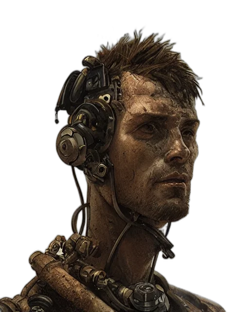 face, robot, staff, concept art transparent PNG cut-out