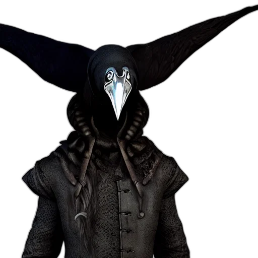 mask, jacket, hat, staff transparent PNG cut-out