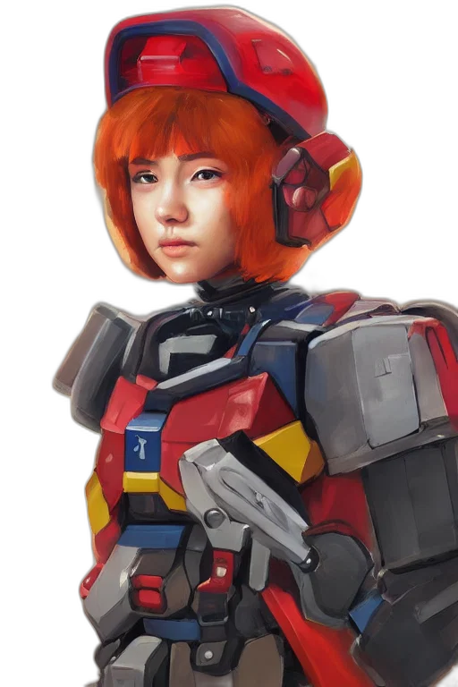 robot, face, weapon, jacket transparent PNG cut-out