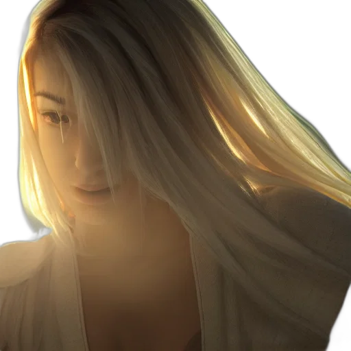 hair, face, dress, photorealistic transparent PNG cut-out