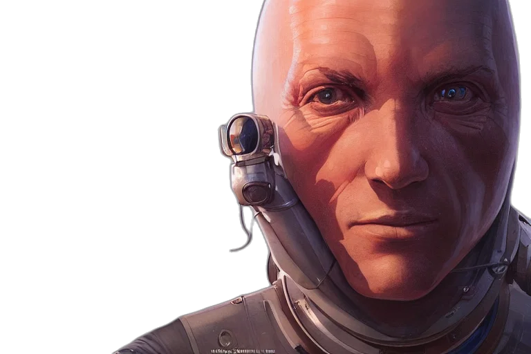 robot, face, concept art, photorealistic transparent PNG cut-out