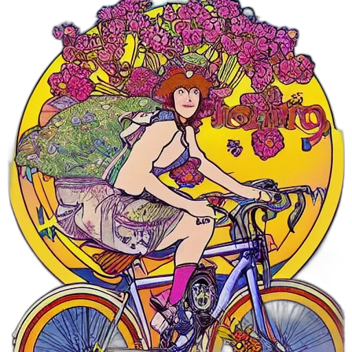 cartoon, comic book art, hoffman, bicycle transparent PNG cut-out