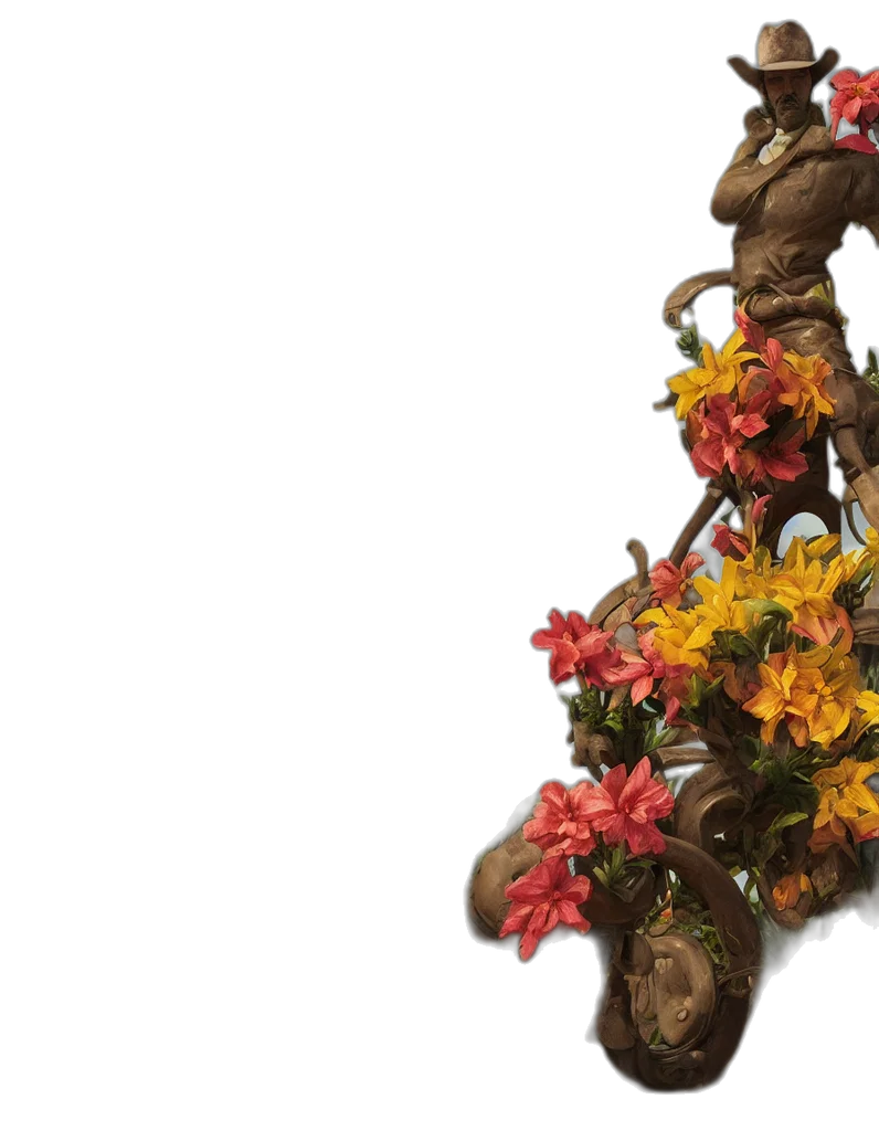 staff, crown, flower, 3d render transparent PNG cut-out