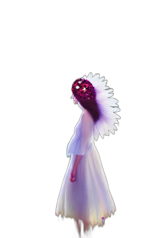 dress, creature, staff, hair transparent PNG cut-out