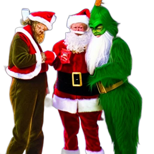 santa, giving, present, grinch transparent PNG cut-out