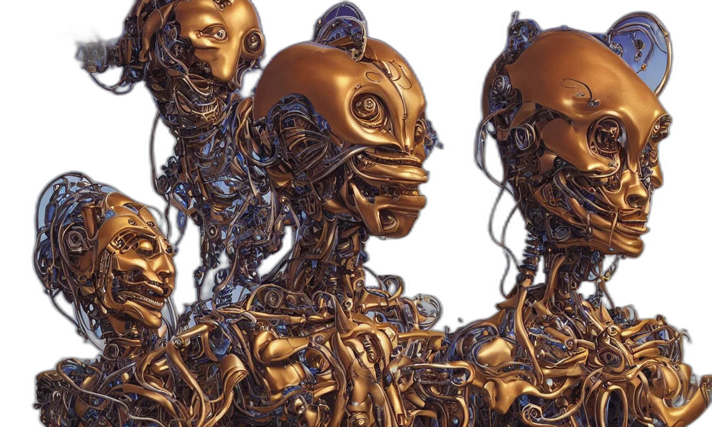 robot, mask, 3d render, concept art transparent PNG cut-out
