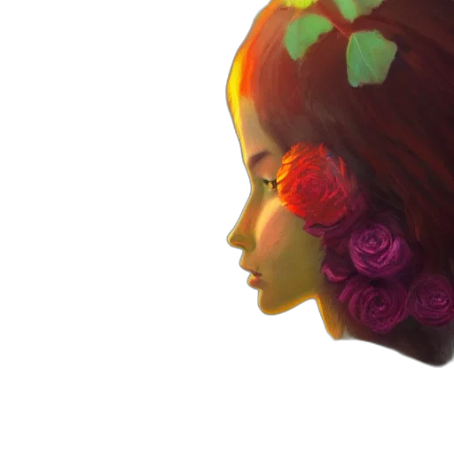 crown, flower, face, concept art transparent PNG cut-out