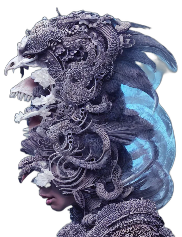 dragon, mask, creature, hair transparent PNG cut-out