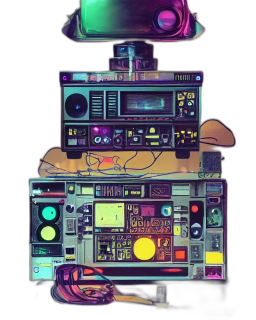 robot, weapon, staff, cyberpunk transparent PNG cut-out